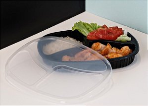 Embalagem pote freezer microondas com 3 divisórias G 355 Galvanotek 550 ml - 10 unidades