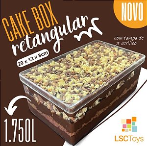 Caixa Acrílica Cake Box Retangular 20x12x8 1.750ml - 1 Unidade