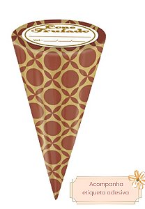 Embalagem Para Cone Biju Marfim/Ouro 10x15 - 50 Unidades