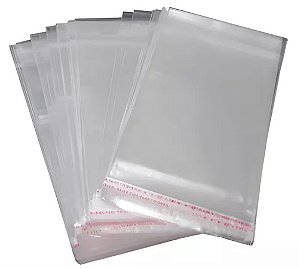 Saco Plástico Adesivado Transparente 12x18+3cm Aba - 100 Unidades