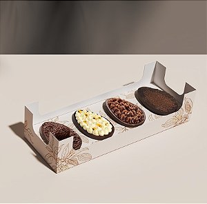 CAIXA DEGUSTAÇÃO ENCANTO 4X50G - PASCOA CACAU - 5X11,5X11,5 - 1 UNIDADE