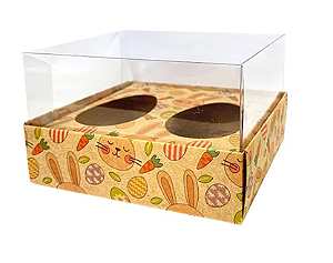 Caixa Ovo 50G Duplo  Kraft Com estampa 11x12,7x7,5 -  1 unidade