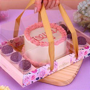 Embalagem Bentô Cake com Base Laminada + 6 Doces Graciosa - 1 Unidade