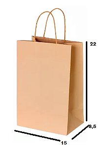 Sacola de Papel Kraft Lisa PP 15x8,5x22 - 20 Unidades