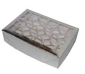 Caixa Vazada 10x15x4 Prata Texturizado - 10 Unidades