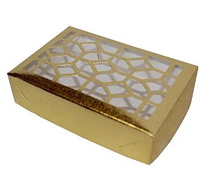 Caixa Vazada 10x15x4 Ouro Texturizado - 10 Unidades