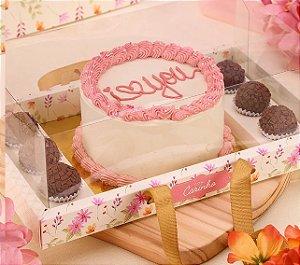 Embalagem Bentô Cake com Base Laminada + 6 Doces Charmosa - 1 Unidade