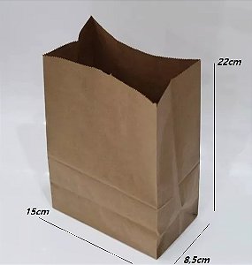 Saco de Papel Kraft Liso PP 15x8,5x22 - 50 Unidades