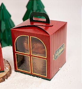 Caixa Mini Panetone Janela Com Visor e Alça Noel 500g - 1 Unidade