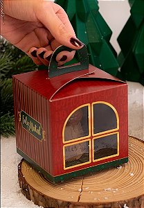 Caixa Mini Panetone Janela Com Visor e Alça Noel 250g - 1 Unidade