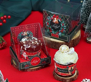 Caixa para Mini Panetone com Tampa de Acetato Vintage - 1 Unidade