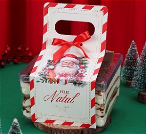 Alça para Cake Box 14x14cm Bom Velhinho - 1 Unidade