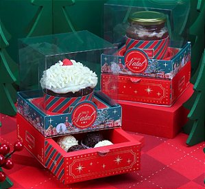 Caixa com Gaveta para Mini Panetone e 4 Doces Tradição - 1 Unidade