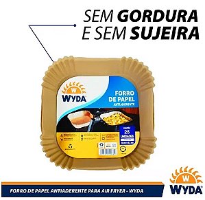 Forro de Papel Antiaderente Quadrado Para Air Frayer 16x4,5 - 25 Unidades