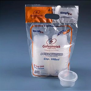 Embalagem pote redondo com tampa 250ml Galvanotek G 310/200 - 500 unidades
