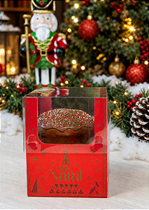 Caixa Para Mini Panetone Brilhos de Natal 10x10x12 - 1 Unidade