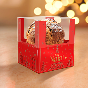 Caixa Para Panetone 500g Brilhos de Natal 15x15x17 - 1 Unidade