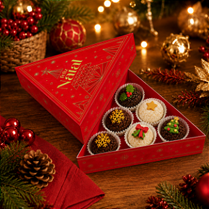 Caixa Árvore 6 Doces Brilhos de Natal - 1 Unidade