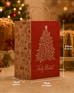 Sacola Kraft PP Presente de Natal - 1 Unidade