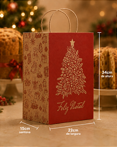 Sacola Kraft M Presente de Natal - 1 Unidade