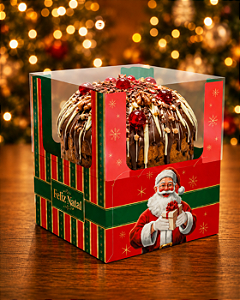 Caixa Encanto Para Panetone 500g Feliz Natal 10x10x12 - 1 Unidade