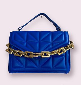 Bolsa Transversal Matelassê - Cor Azul, Couro Sintético - Modelo Ibiza