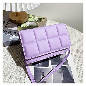 Bolsa Transversal Matelassê - Cor Lilás, Couro Sintético - Modelo Lisboa