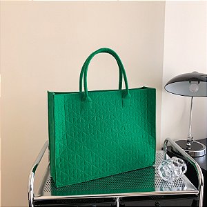 Bolsa Tote - Cor Verde, Tecido Aveludado - Modelo Helena