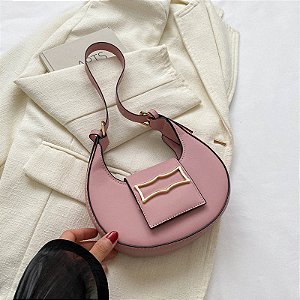 Bolsa Tiracolo Canoa - Cor Rosa, Couro Sintético - Modelo Nanda