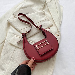 Bolsa Tiracolo Canoa - Cor Cherry red, Couro Sintético - Modelo Nanda