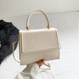 Bolsa Transversal com Alça de Mão Média - Cor Branco, Couro Sintético - Modelo Jessi