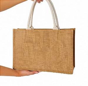 Bolsa Tecido Rústico Grande - Cor Bege - Modelo Ellie