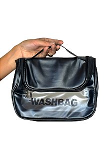 Necessaire Washbag - Cor preto, PVC - Modelo Lola