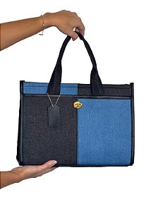 Bolsa Tote Denim - Cor preto, Jeans - Modelo Dalila
