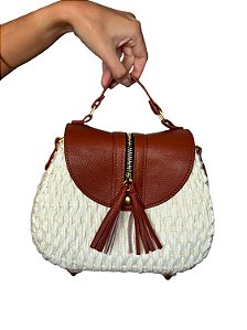 Bolsa Transversal - Cor Branco, Palha sintética - Modelo Jade