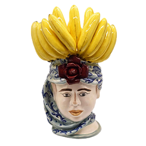 CACHEPOT CABEÇA MULHER PENCA DE BANANA COM TURBANTE