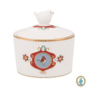 Açucareiro Medallion Branco - Love Birds