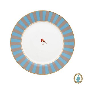 Prato de Sobremesa Azul Stripes - Love Birds