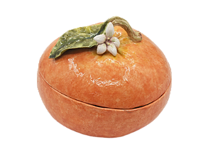 BOWL G DE LARANJA COM TAMPA E APLICAÇÃO DE FLOR