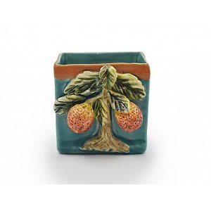 PORTA ADOÇANTE QUADRADO COM APLICAÇÃO DE LARANJA