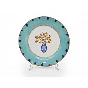 PRATO SOBREMESA COM DESENHO DE VASO DE LARANJA
