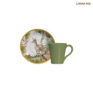 Xícaras de chá Cerf Des Camp c/ ouro