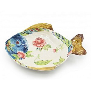 Travessa funda G de peixe com desenho