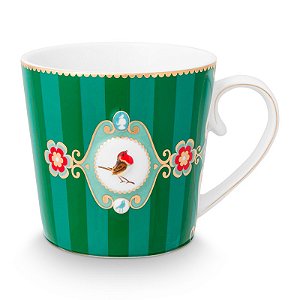 Caneca Grande Medallion Stripes Esmeralda/Verde - Love Birds