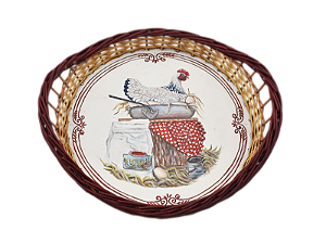 Cesta de vime M galinha Pano vermelho
