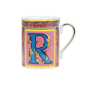 Caneca porcelana letra R ORTIGIA