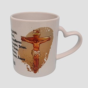 Caneca alça de coração branca