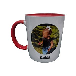 Caneca cor ( alça e interior vermelho )