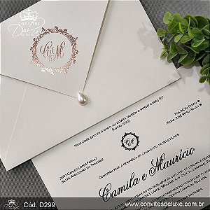 Convite de Casamento Clássico Rose Gold