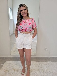 Conjunto Ciganinha Branco e Rosa